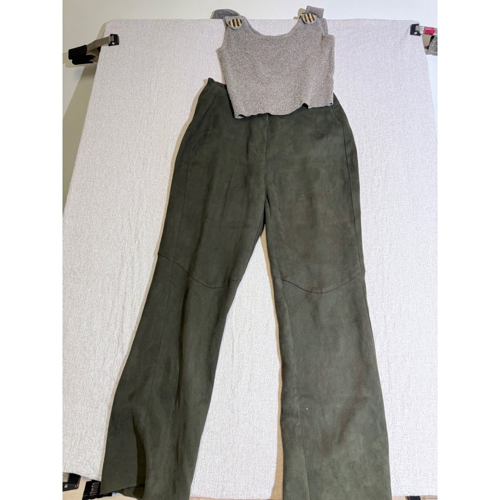 Y2K INC International Concepts‎ Olive Green Faux Suede Straight Leg Pants 6